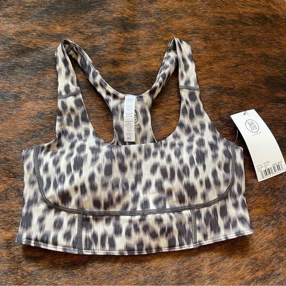 NWT Sage Leopard Print Animal Print Gray & Black Sports Bra Athletic Comfy Yoga - Picture 5 of 11